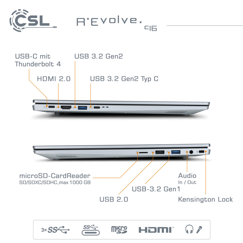 Notebook C16 Anschlüsse/ USB4 / Thunderbolt