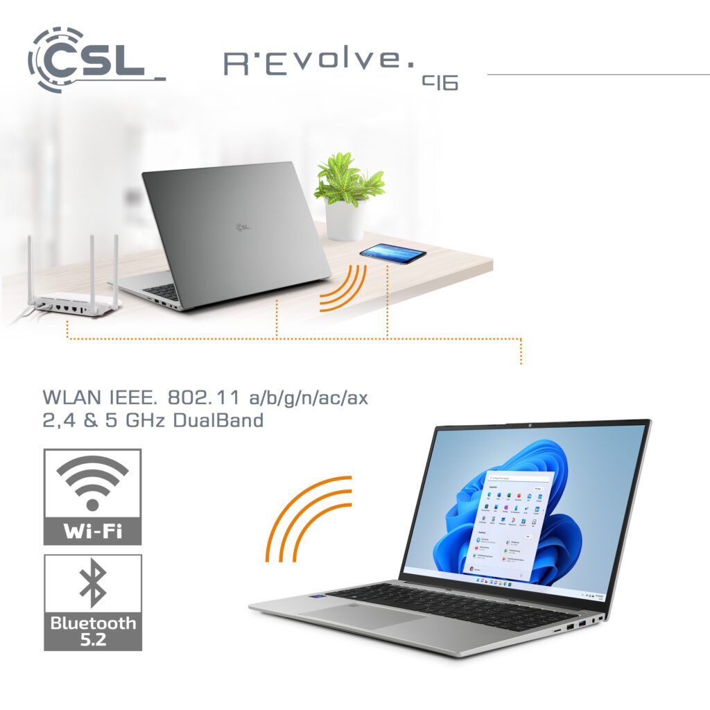 C16 Intel Core i5 Notebook mit WiFi 6 und Bluetooth 5.2