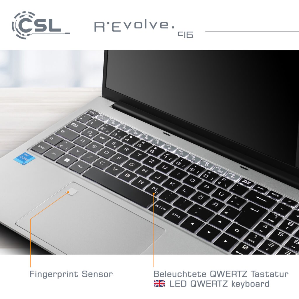 Intel Core i5 Notebook CSL R'Evolve C16 mit beleuchteter Tastatur & Fingerprintsensor