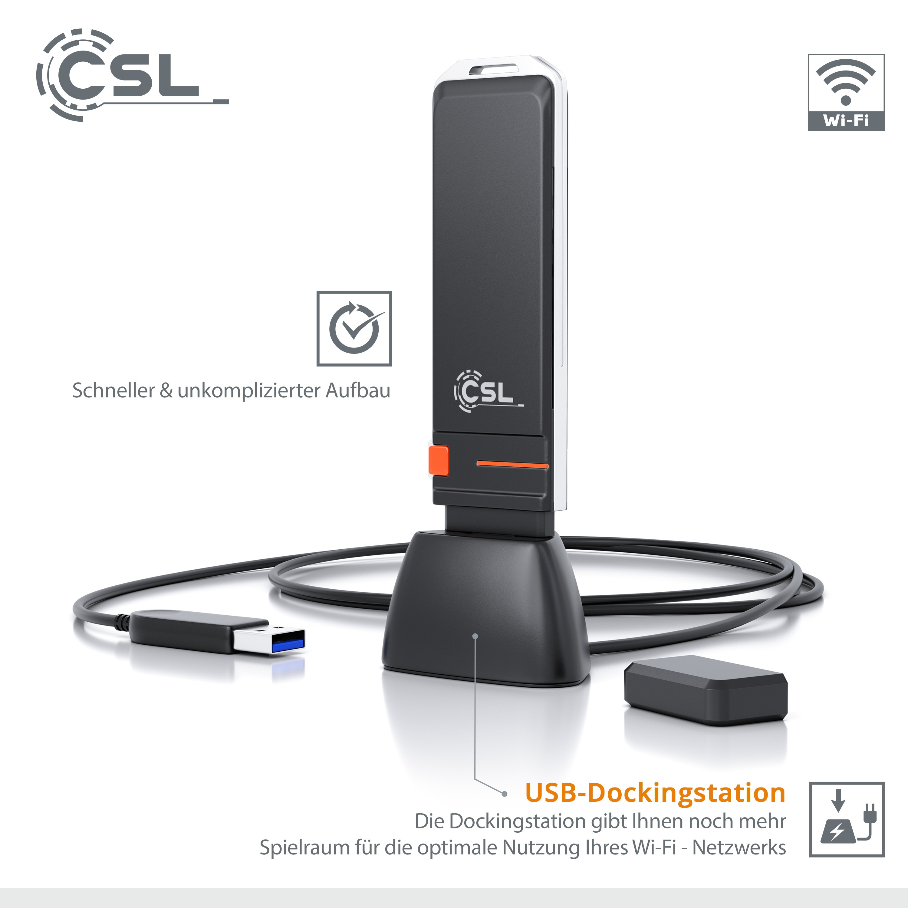 CSL - Memoria WiFi USB 3.2 Gen1, 1300 Mbit/s, Doble Banda, WiFi 2,4 + 5  GHz, 2 Antenas externas de 5 dBi, Mini Adaptador, LAN inalámbrica, dongle  WiFi, Alta Velocidad, para PC con Windows 7-11 : : Informática