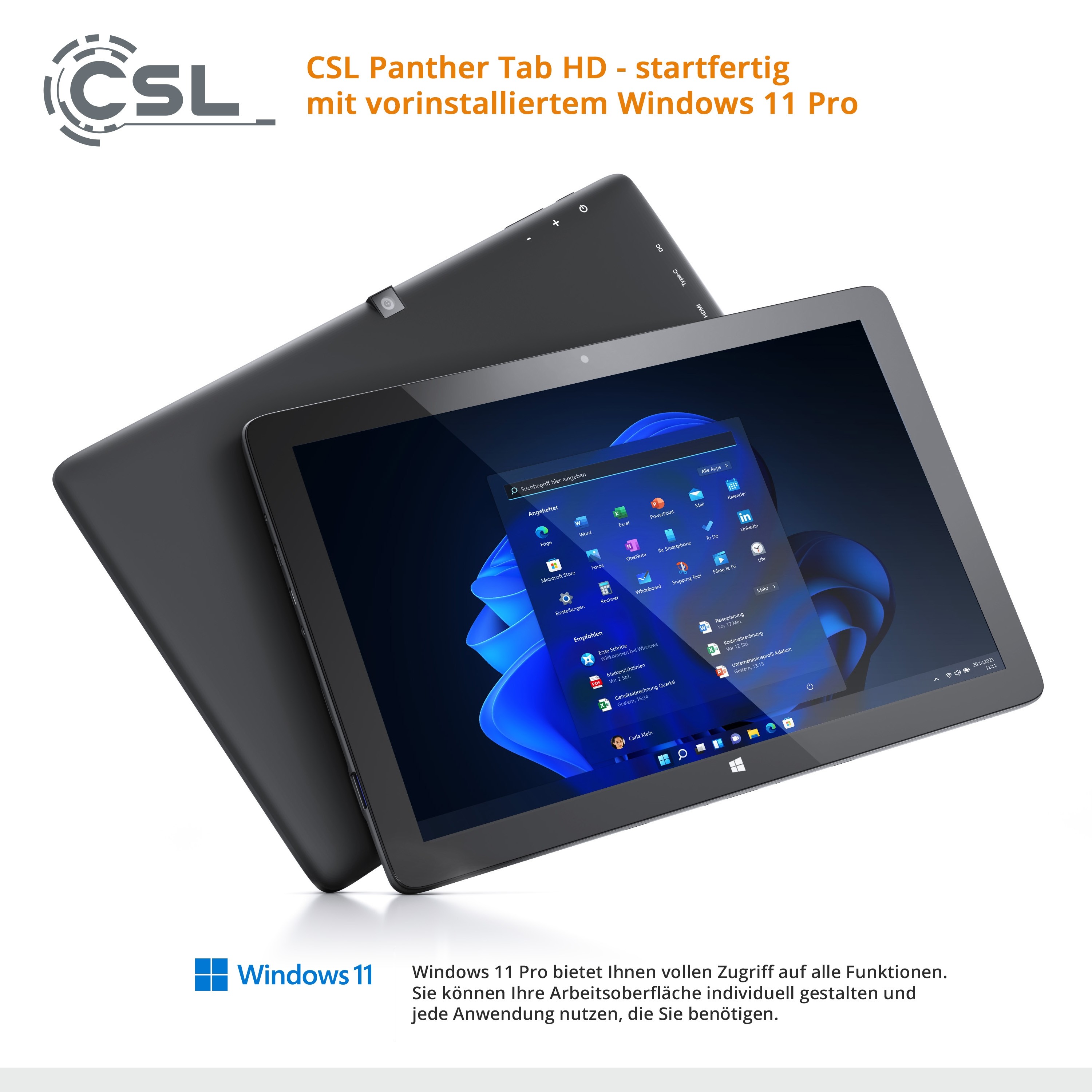 CSL Computer  CSL Panther Tab HD USB 3.1 / 128Go / Windows 11 Famille